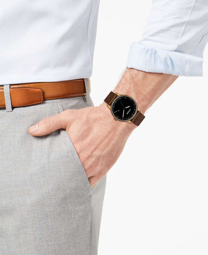 Nixon Men s Station Leather Strap Watch 41mm Macy s