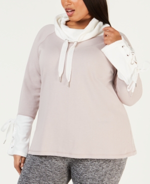 CALVIN KLEIN PERFORMANCE PLUS SIZE COWL-NECK BELL-SLEEVE TOP