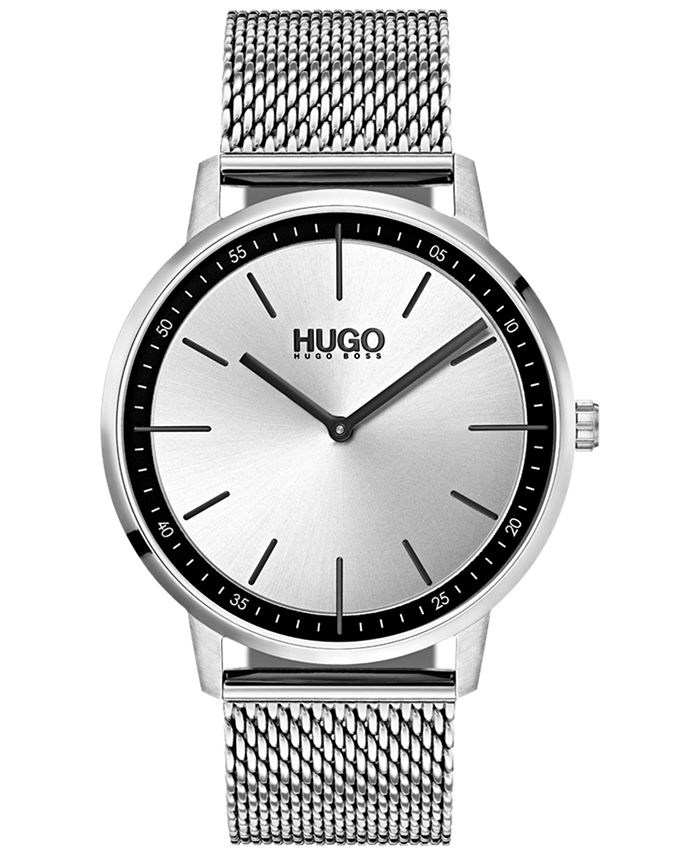 HUGO Men s Exist Ultra Slim Stainless Steel Mesh Bracelet Watch