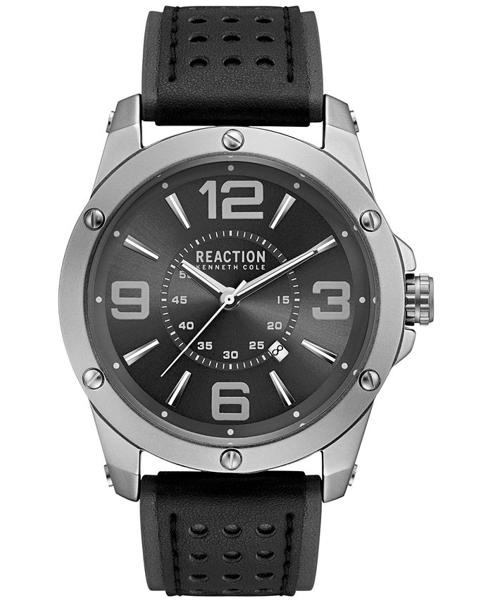 Kenneth Cole Reaction Men's Black and Gray Strap Watch 46mm - Macy's