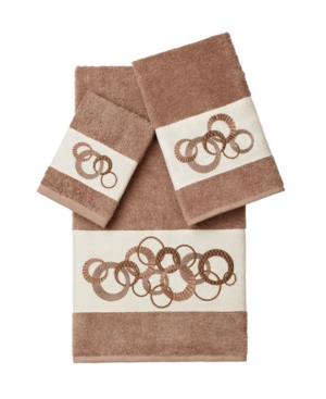 Shop Linum Home Annabelle 3-pc. Embellished Towel Set In Brown
