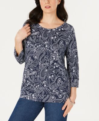 Karen Scott Paisley-Print Sweatshirt, Created for Macy's - Macy's