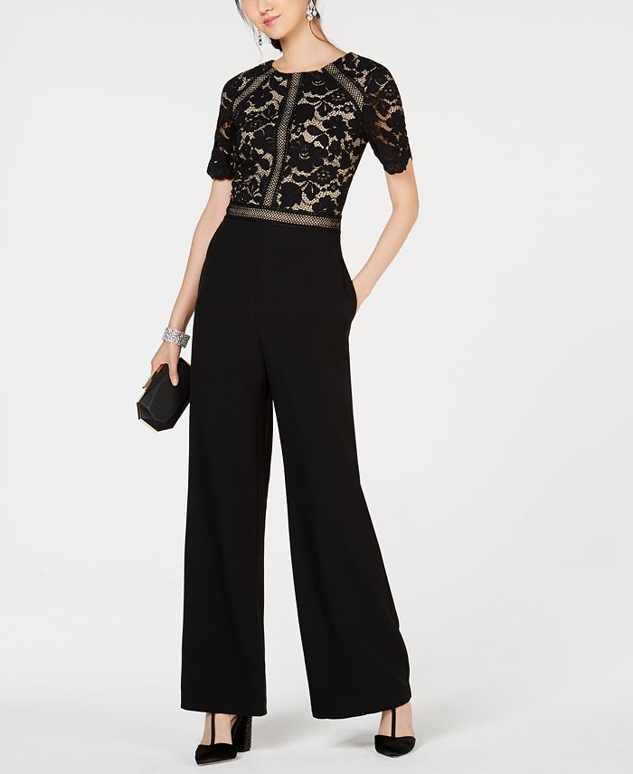 Vince Camuto Lace-Trim Jumpsuit - Macy's