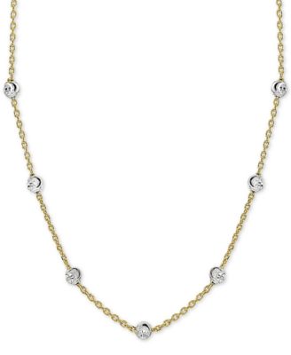 Beaded Station Chain Necklace in 18k Gold-Plated Silver