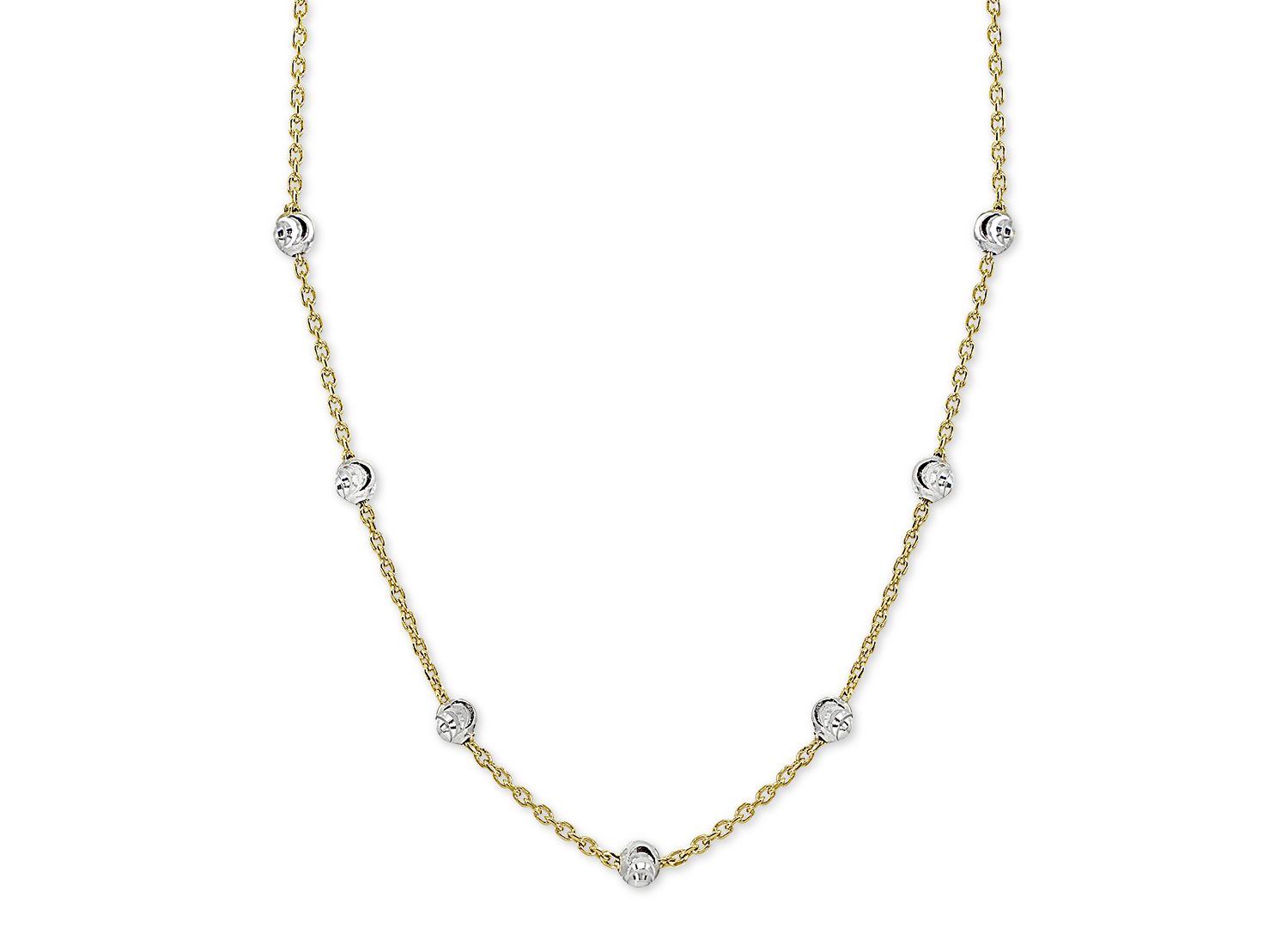 Beaded Station Chain Necklace in 18k Gold-Plated Silver