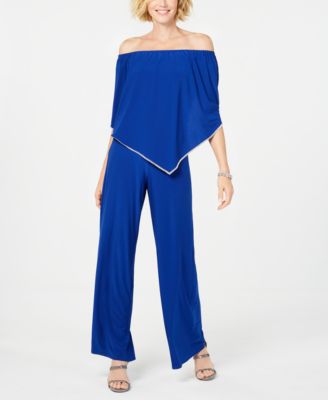 off the shoulder overlay jumpsuit