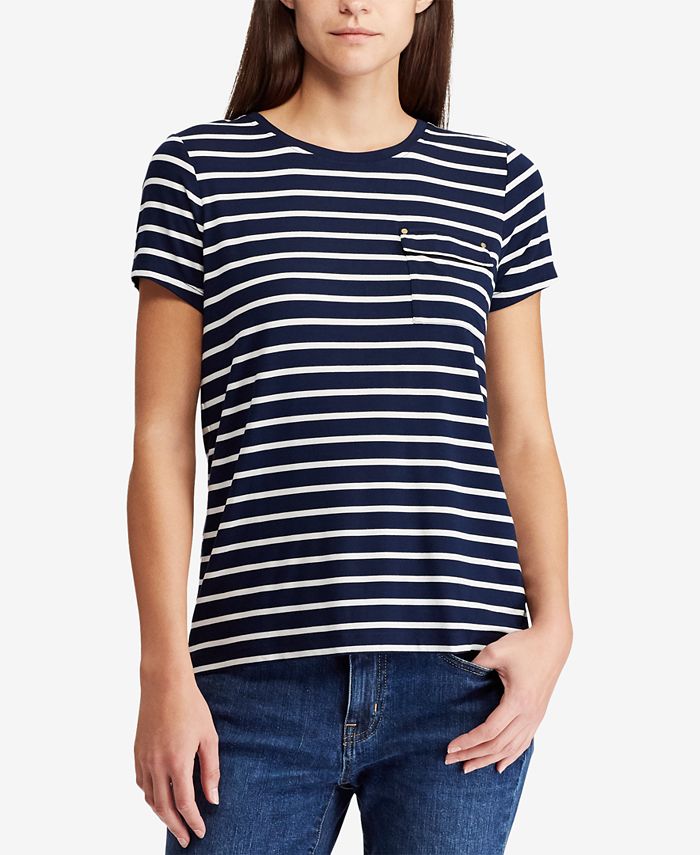 Lauren Ralph Lauren Striped Pocket T-Shirt - Macy's