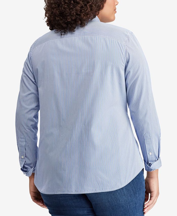 Lauren Ralph Lauren Plus Size Lace-Patch Cotton Shirt - Macy's