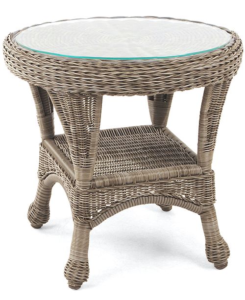 Furniture Sandy Cove Wicker 22" Round Outdoor End Table, Created for