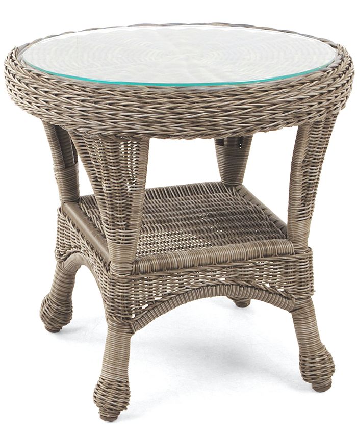 Furniture Sandy Cove Wicker 22" Round Outdoor End Table, Created for