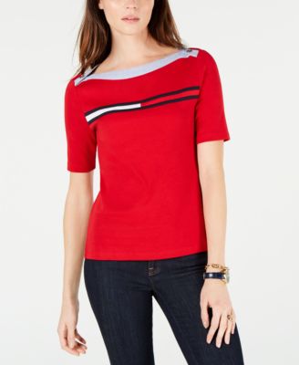 Tommy Hilfiger - Cotton Flag-Logo Boatneck Top