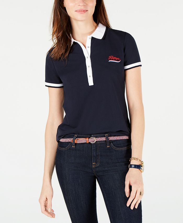 Tommy Hilfiger Embroidered Logo Polo Top, Created for Macy's & Reviews ...