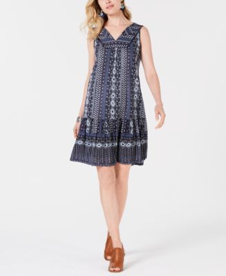 Style & Co Print Ruffled-Hem Sleeveless Dress, Created for Macy's - Macy's