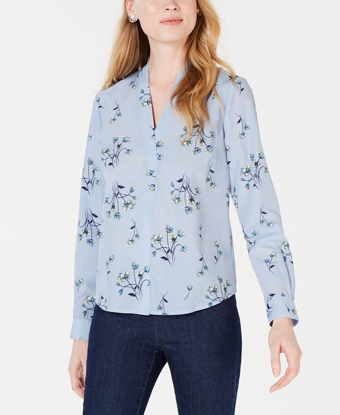 Maison Jules Floral-Print Surplice-Neck Top, Created for Macy's ...