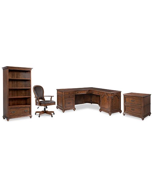 Furniture Clinton Hill Cherry Home Office 4 Pc Set L Shaped