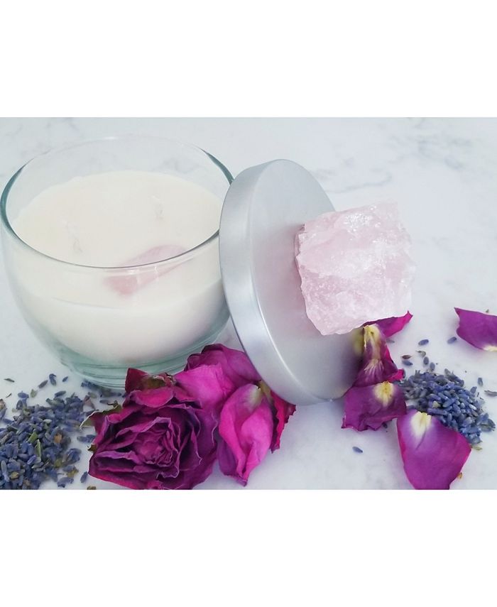 macys.com | Gratitude Natural Soy Candle with Rose Quartz Crystal: Geranium & Lavender Essential Oils