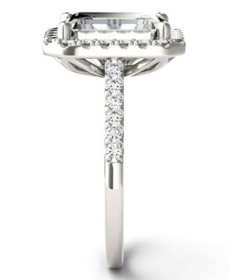Moissanite Emerald Halo Ring (4 ct. tw. Diamond Equivalent) in 14k White Gold