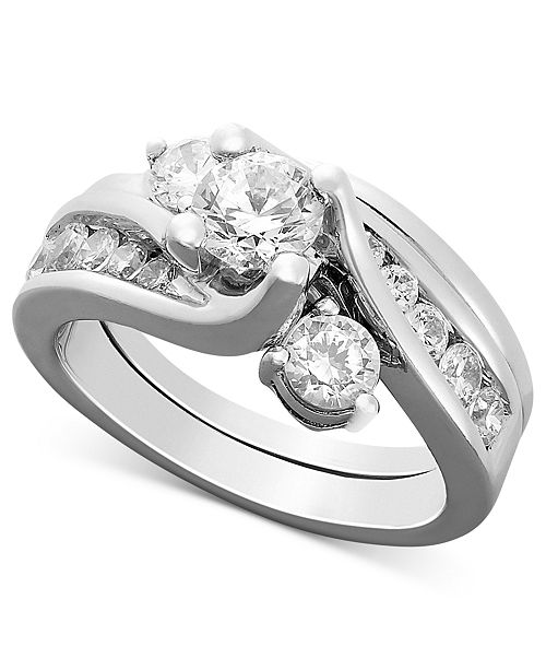 Macy's Certified Diamond Engagement Ring Bridal Set in 14k ...