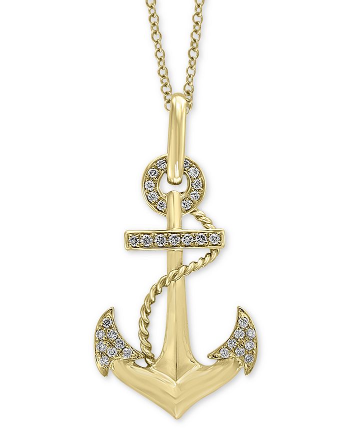 EFFY Collection EFFY® Men's Diamond Anchor 22" Pendant Necklace (1/5 ct