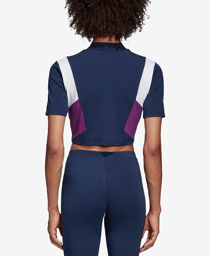 adidas Colorblocked Cropped T-Shirt & Reviews - Tops - Women - Macy's