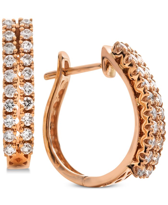 Macy's Diamond Double Row Huggie Hoop Earrings (5/8 ct. t.w.) in 14k
