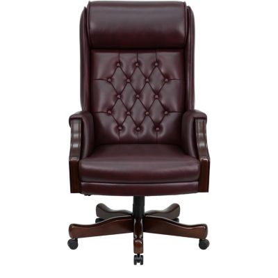 Flash Furniture High Back Traditional Tufted Burgundy Leather Executive ...