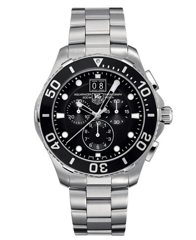 TAG Heuer Men's Swiss Chronograph Aquaracer Stainless Steel Bracelet Watch 43mm CAN1010.BA0821
