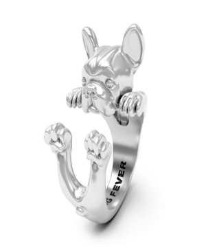 image of French Bulldog Hug Ring in Sterling Silver