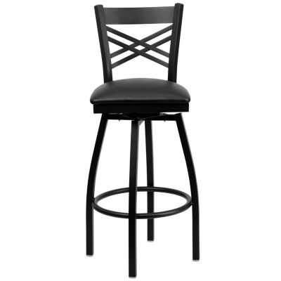 Flash Furniture Hercules Series Black ''X'' Back Swivel Metal Barstool ...