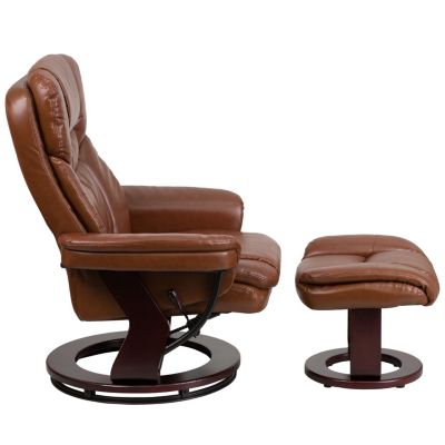 Flash Furniture Contemporary Brown Vintage Leather Recliner And Ottoman ...