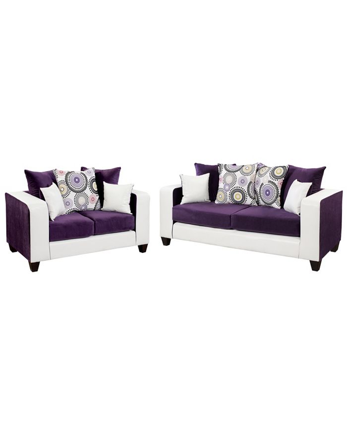 Flash Furniture Riverstone Implosion Purple Velvet Living Room Set Macy's