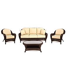 Monterey Outdoor Wicker 4-Pc. Seating Set with Sunbrella® Cushions (1 Sofa, 2 Club Chairs and 1 Coffee Table), with Created for Macy's