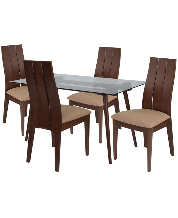 Flash Furniture Berkeley 5 Piece Walnut Wood Dining Table Set With