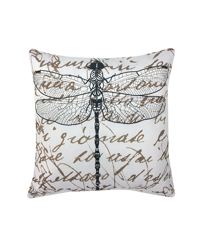 EdieHome Embroidered Dragonfly Outdoor Pillow Macy's