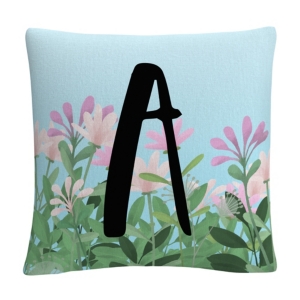 Pink Floral Garden Letter Illustration 16x16