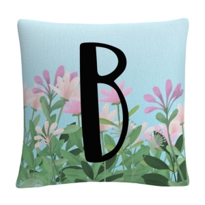 Pink Floral Garden Letter Illustration 16x16