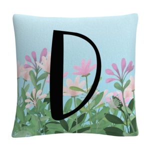 Pink Floral Garden Letter Illustration 16x16