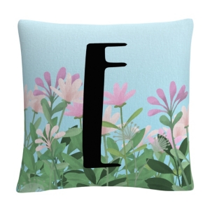 Pink Floral Garden Letter Illustration 16x16