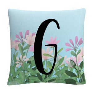 Pink Floral Garden Letter Illustration 16x16