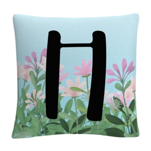 Pink Floral Garden Letter Illustration 16x16