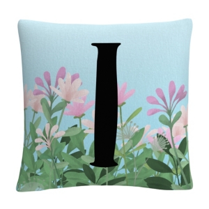 Pink Floral Garden Letter Illustration 16x16