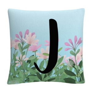 Pink Floral Garden Letter Illustration 16x16