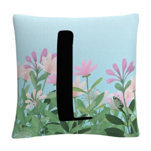 Pink Floral Garden Letter Illustration 16x16