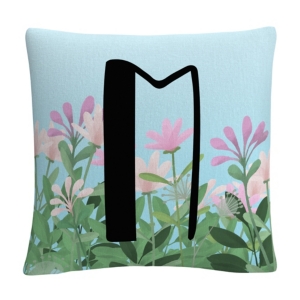 Pink Floral Garden Letter Illustration 16x16
