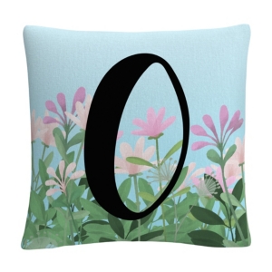 Pink Floral Garden Letter Illustration 16x16