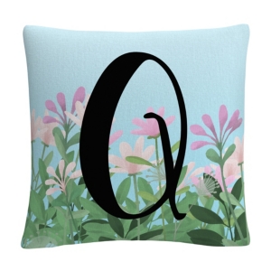 Pink Floral Garden Letter Illustration 16x16