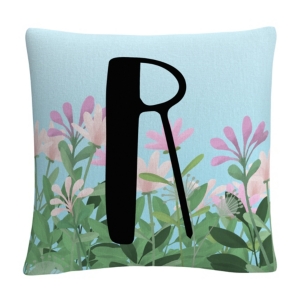 Pink Floral Garden Letter Illustration 16x16