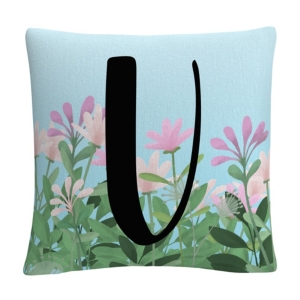 Pink Floral Garden Letter Illustration 16x16
