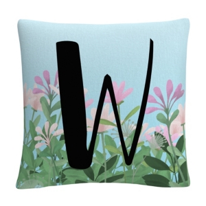Pink Floral Garden Letter Illustration 16x16