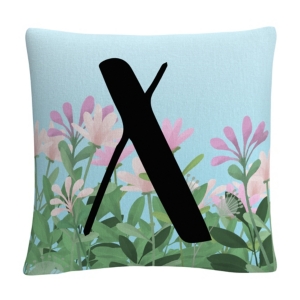 Pink Floral Garden Letter Illustration 16x16